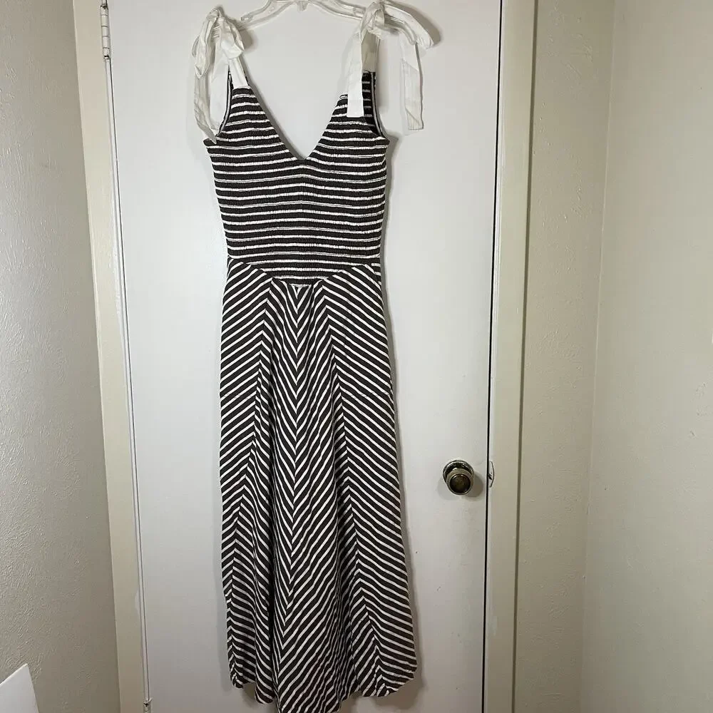 FREE PEOPLE x free-est Cecelia Midi Dress striped brown size Medium